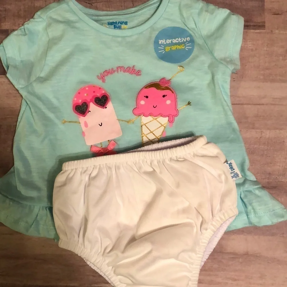Lightening (new)bug infant short set, size 12 mo
